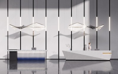 现代接待前台3D模型下载